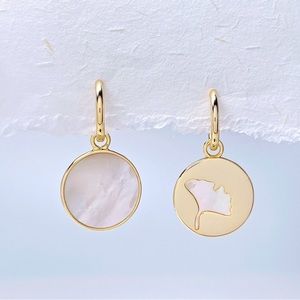 Secret Leaf Pearl Medallion Hoop 14K Gold Vermeil - 3 in 1